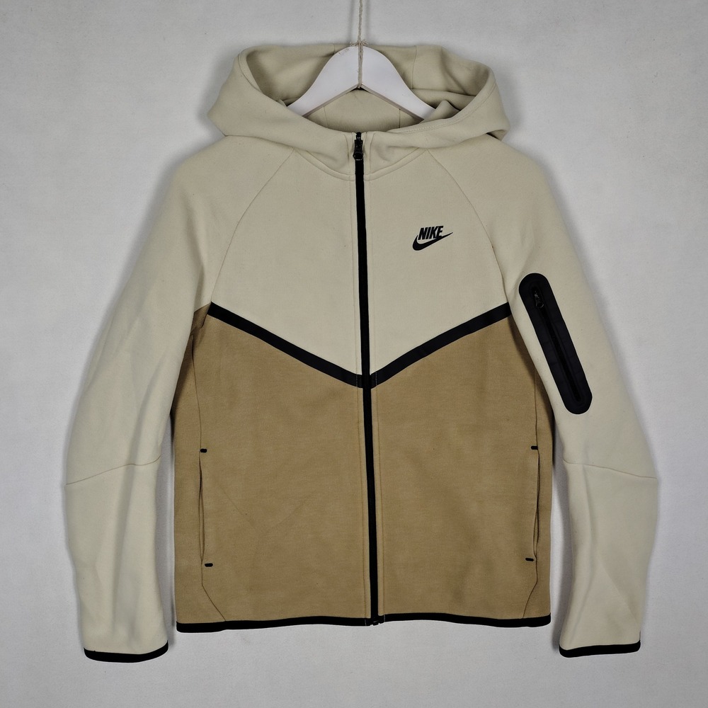 Nike Tech Fleece Full Zip Hoodie Cream Tan Colorblock XL CU4489-234